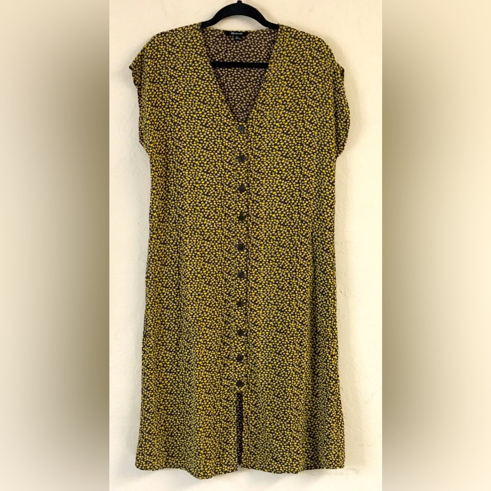 Madewell Easy Bitsy Floral Midi Dress Petite Small Yellow Spring Relaxed Fit - Picture 2 of 12